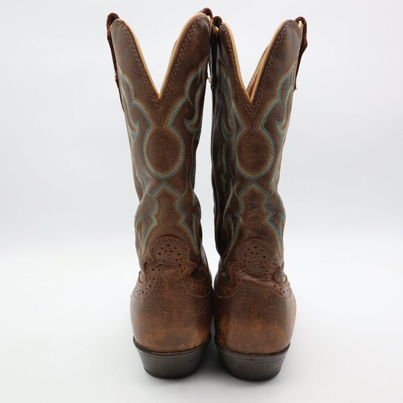 Justin Stampede Women’s Size 8.5 B Classic Western Boot Brown Leather Pull On - Picture 5 of 10